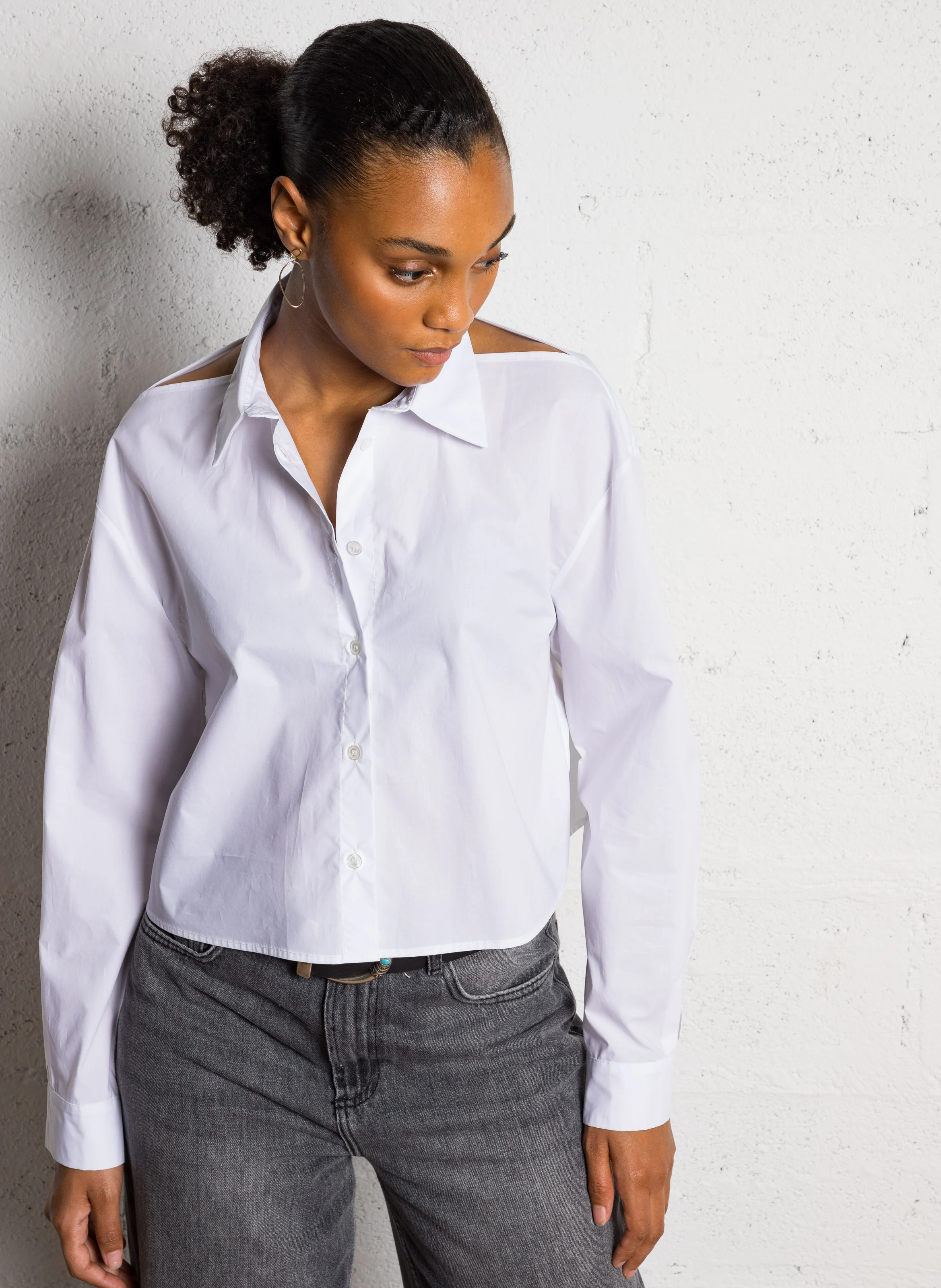 Chemise col classique en coton | Blanc