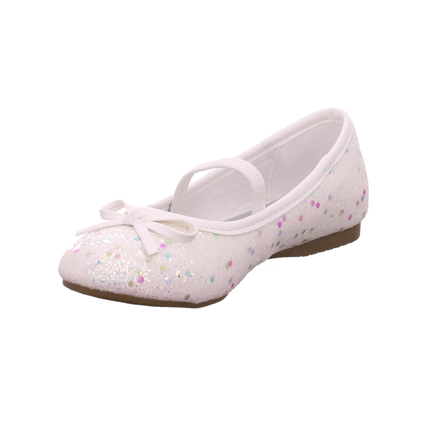 INDIGO Mädchen-Ballerina Weiss Lederimitat  Festlicher Schuh