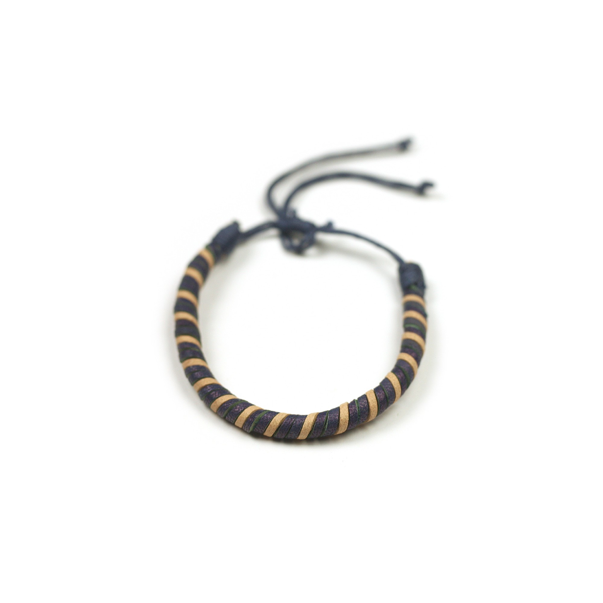 Lederarmband gedreht, blau, beige günstig bestellen