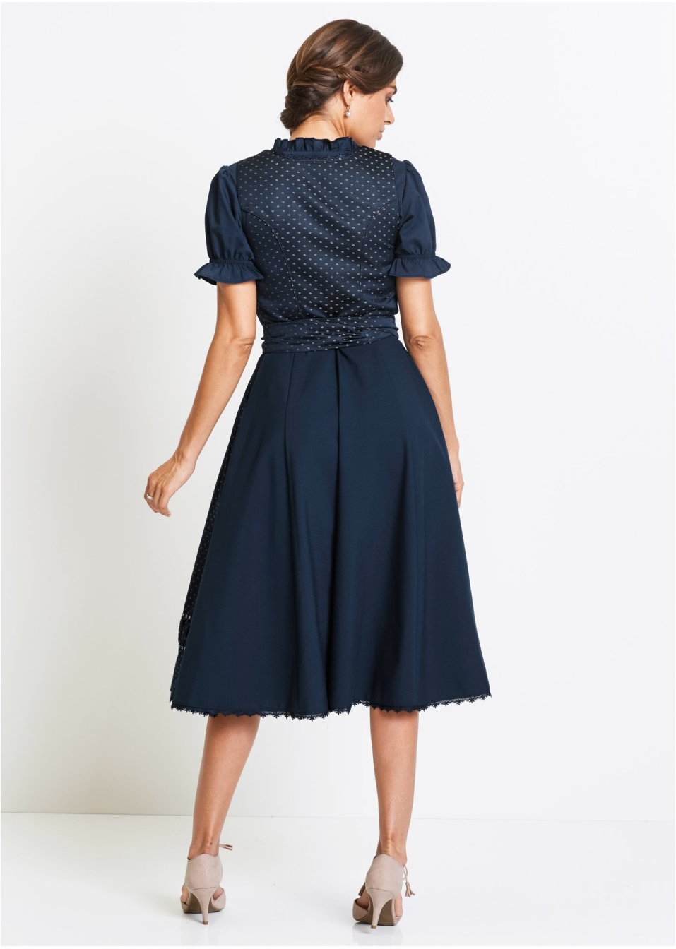 Dirndl à tablier satin brodé (Ens. 2 pces.)