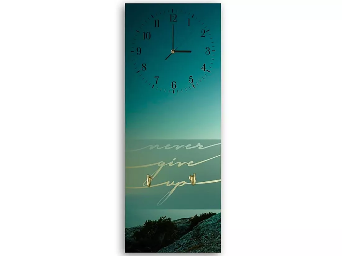 Horloge Murale Inspirante Bleu-Vert avec Paysage Nature - 30 x 90 cm