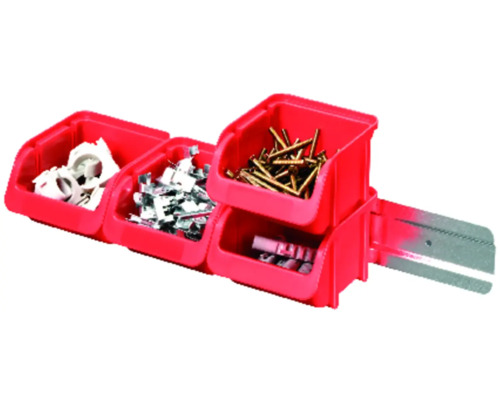 Opbergboxset maat 1, rood met metalen rail