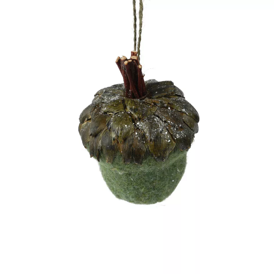 Gland de chêne en laine (H10 cm) Brocéliande Vert romarin