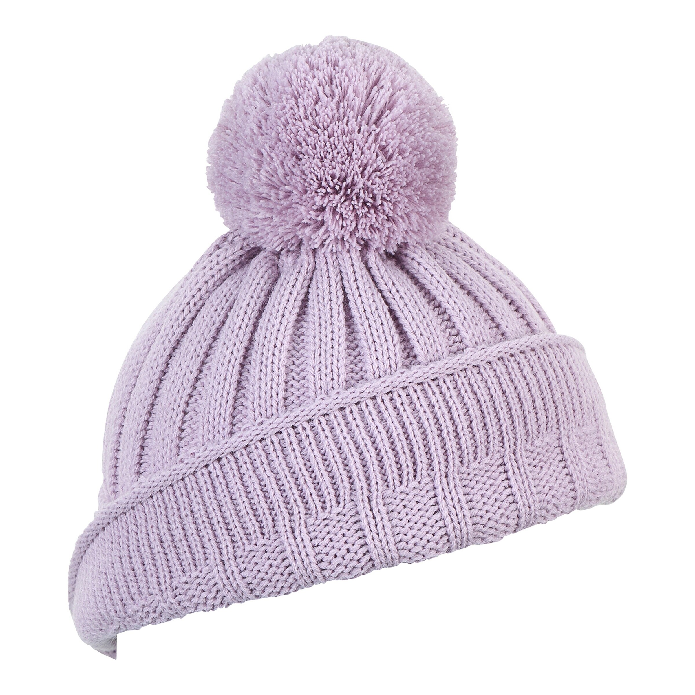 Sterntaler Winter-Strickmütze Bommel flieder