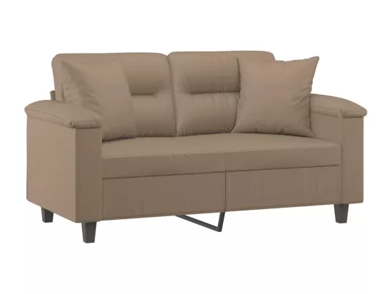 Canapé 2 places avec oreillers cappuccino 120 cm similicuir