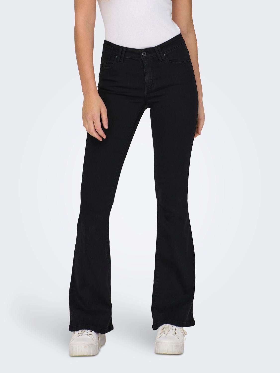 ONLREESE Mittlere Taille Ausgestellt Jeans Black