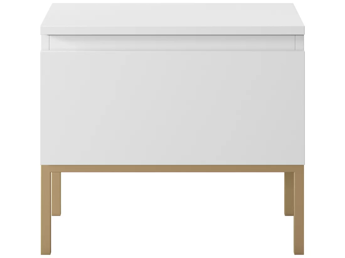 Table de chevet - blanc avec pieds dorés - BEMMI
