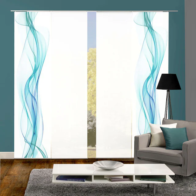 HOME WOHNIDEEN Schiebegardine »4ER SET HAZE« Paneelwagen 4 Stk. tlg. HxB: 245x60, Schiebevorhang 4er Set Digitaldruck