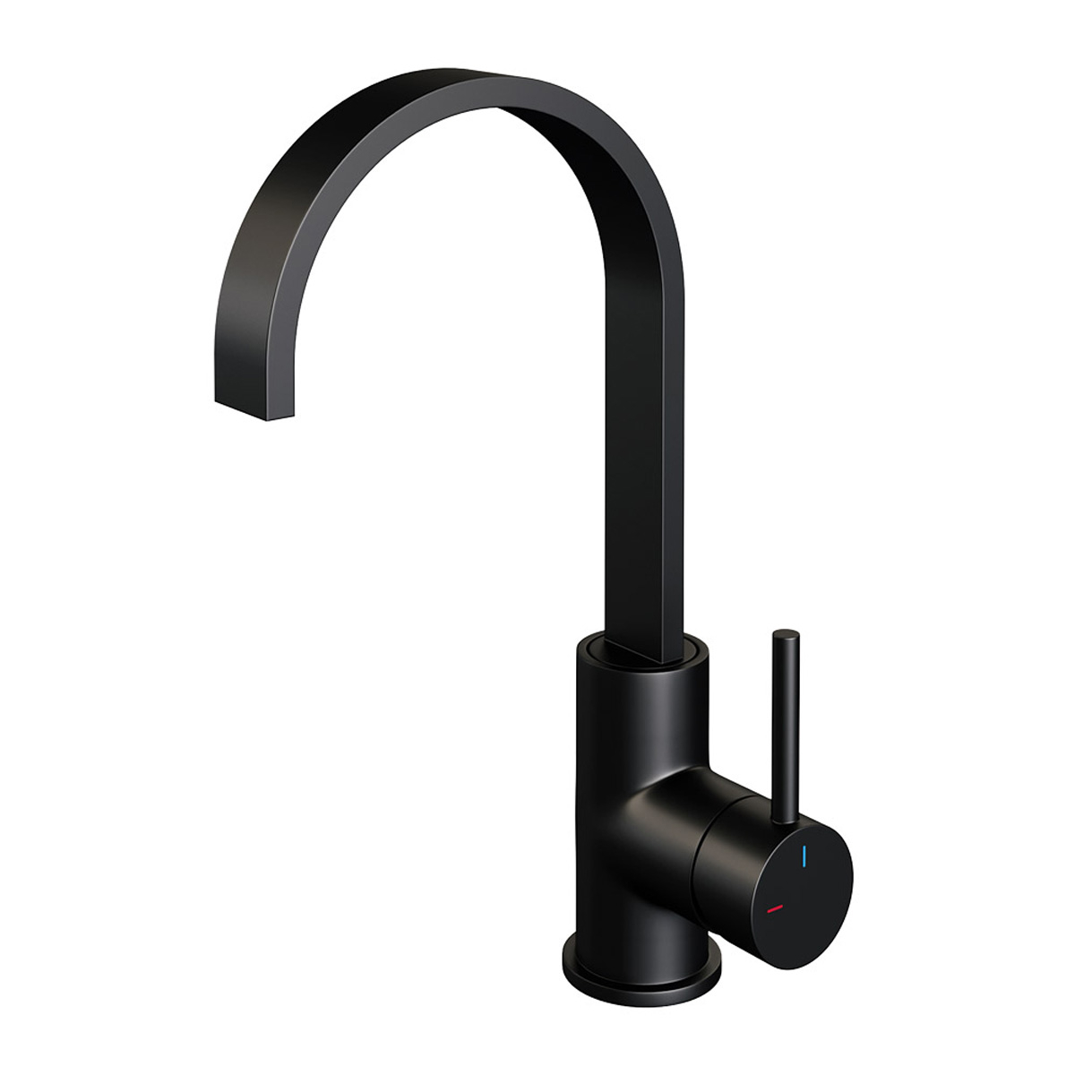 Brauer Black Edition ColdStart wastafelkraan hoog met draaibare platte uitloop model A zwart mat