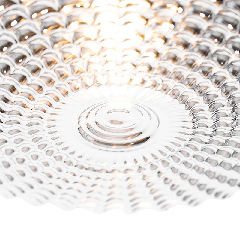 Klassieke plafondlamp zwart met smoke glas 35 cm IP44 - Nohmi