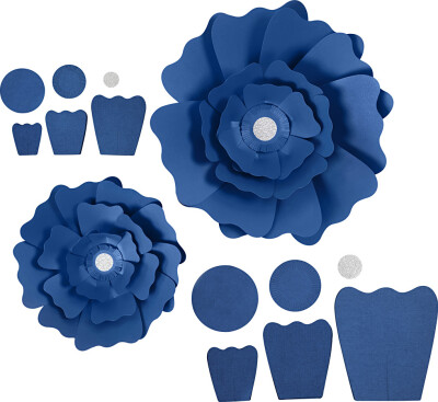 Papirblomster - Ø 15+25 CM - 230 G - Blå - 2 Stk