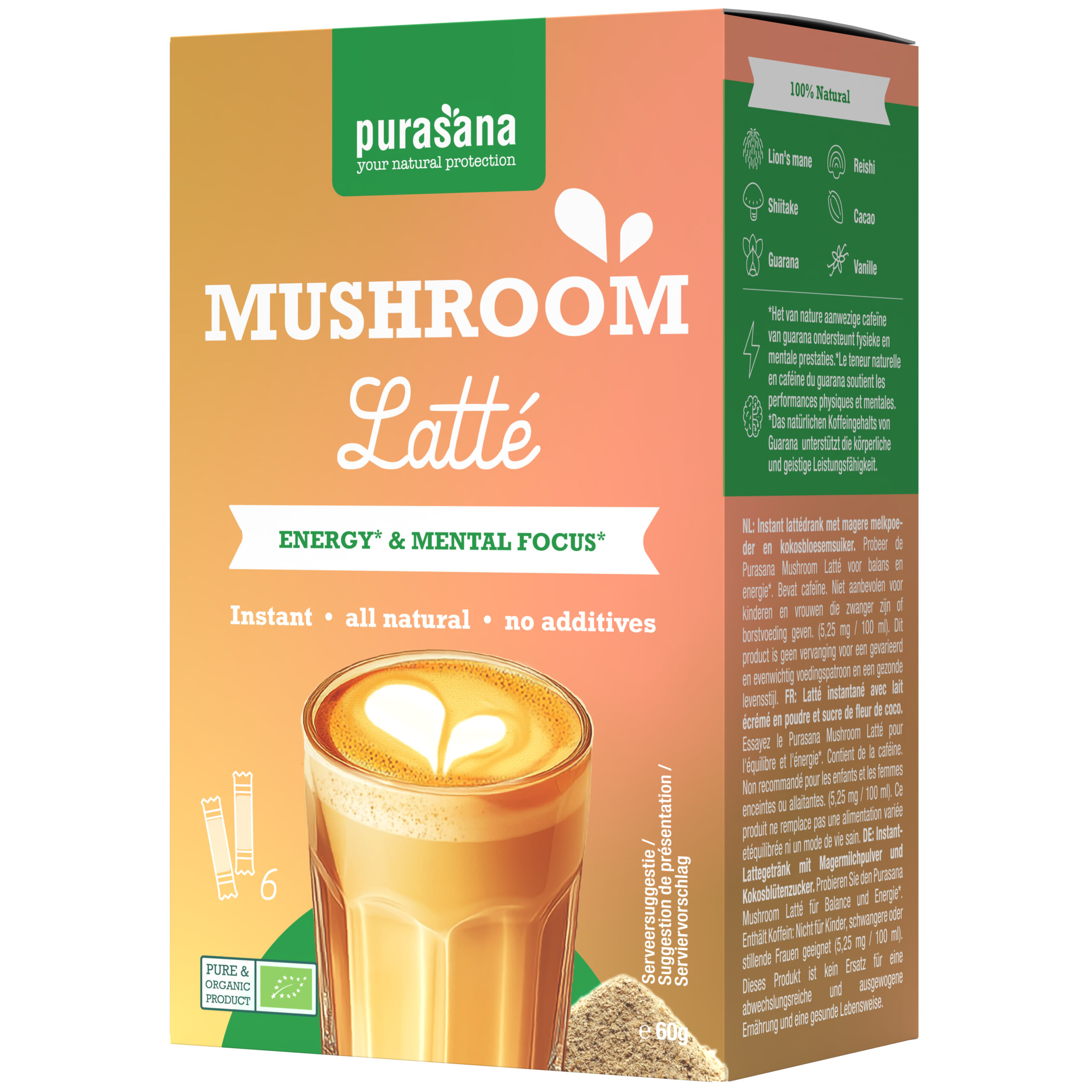 Purasana Mushroom Latté Bio (6 x 10 gr)