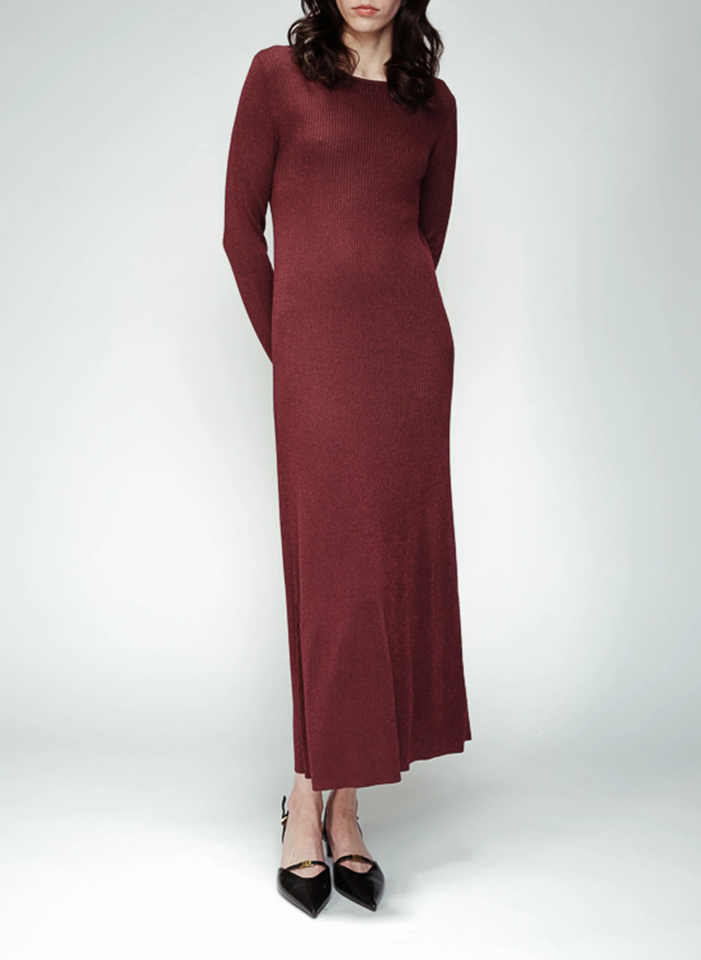 OPERA - Robe longue en maille | Rouge