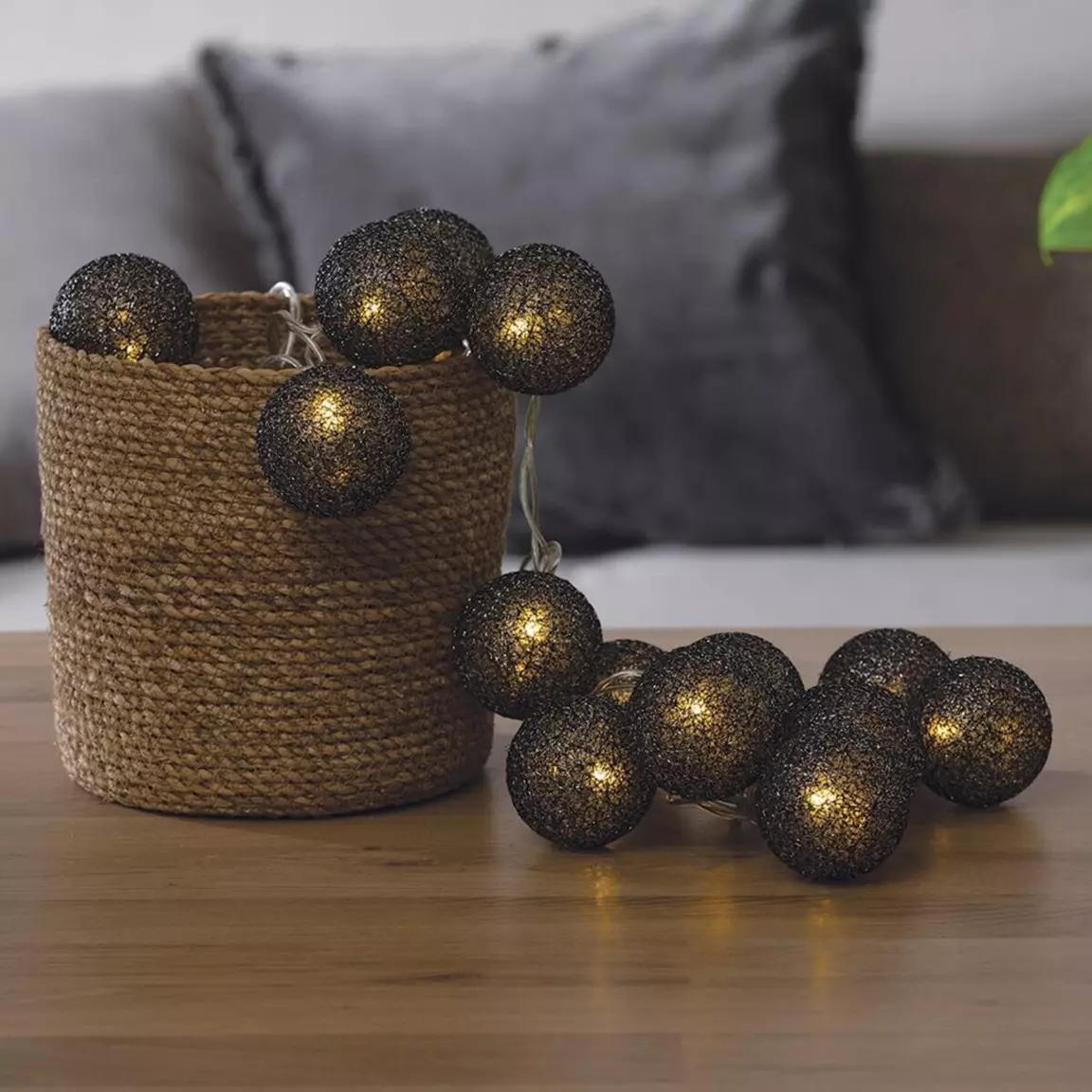 Guirlande lumineuse déco 20 boules 4,36 m Bobina Noir