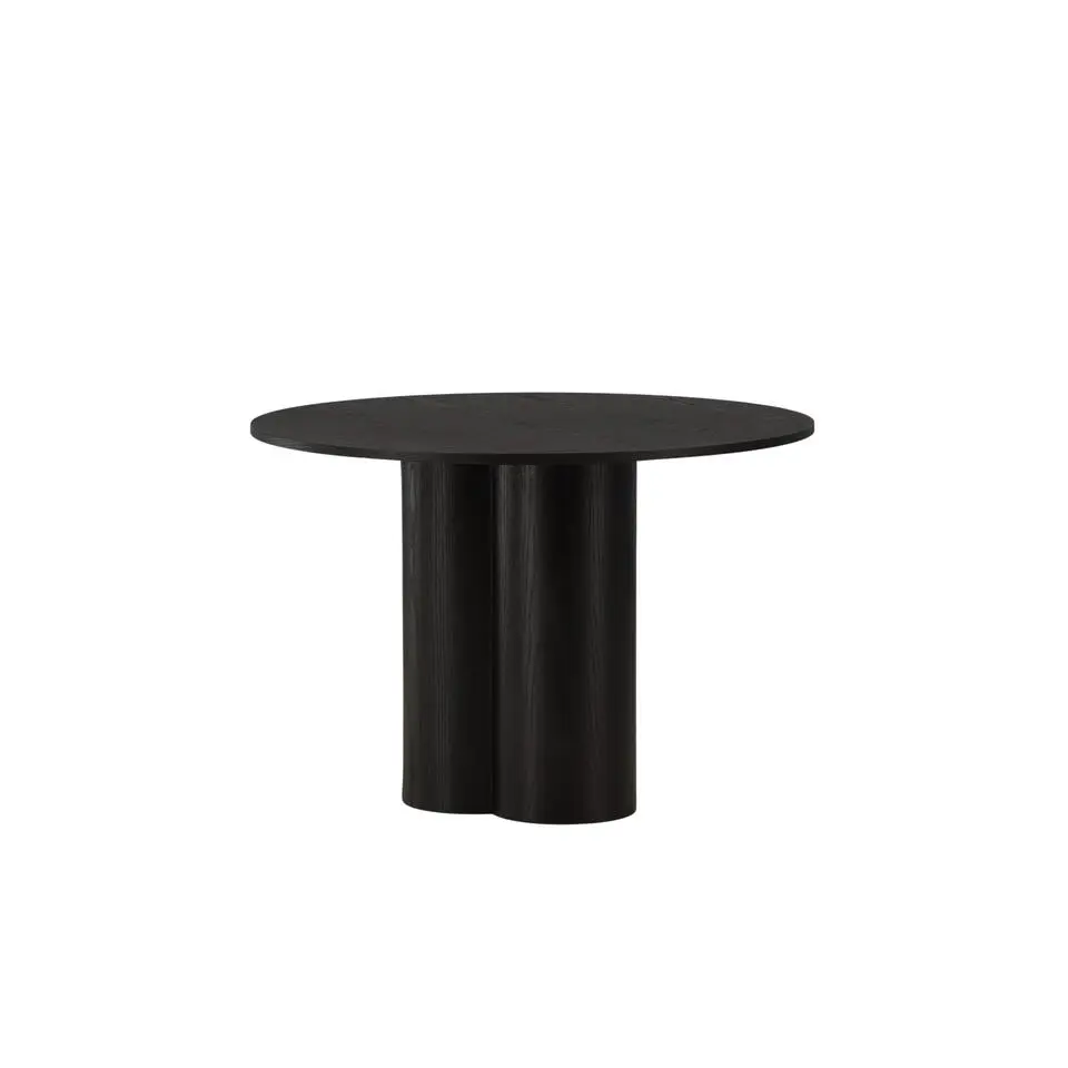 Eettafel Rond Zwart 110cm - Fineer - Scandinavisch - Tafel Olivia