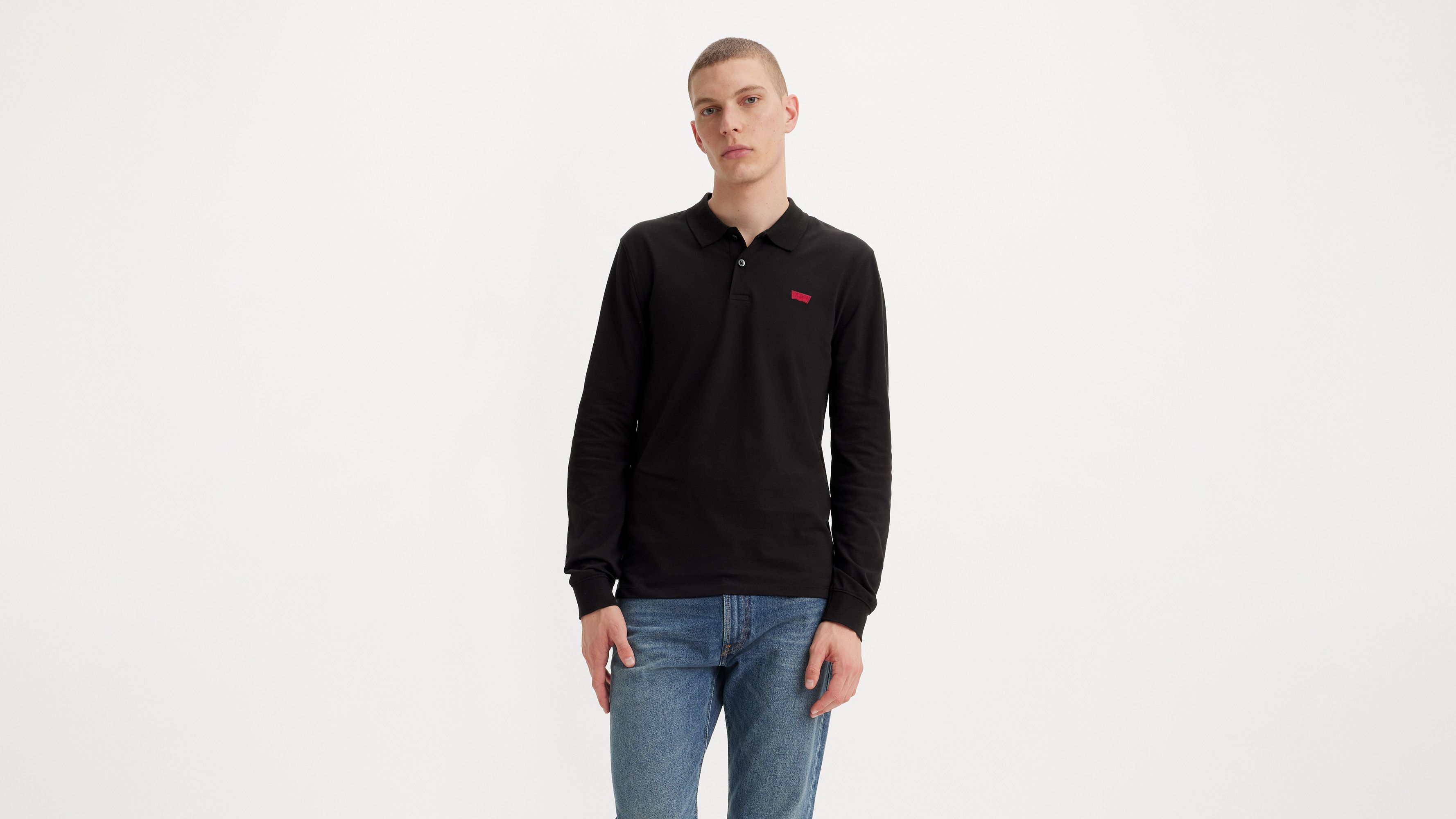Polo manche longue Slim Housemark - Meteorite - Noir