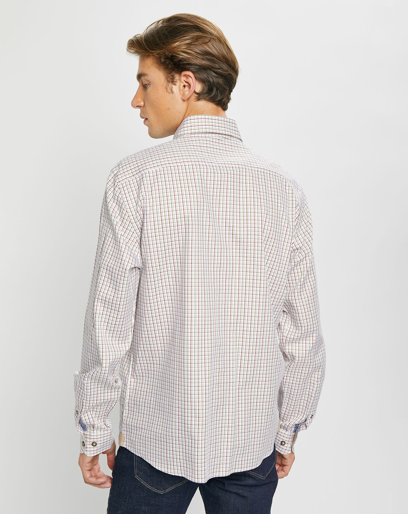 Hackett London Chemise Classic Fit à carreaux beige/vert/rouge