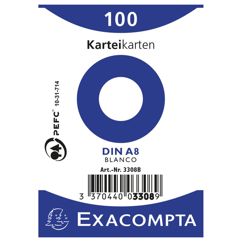 Exacompta Karteikarten, A8, blanco, weiss