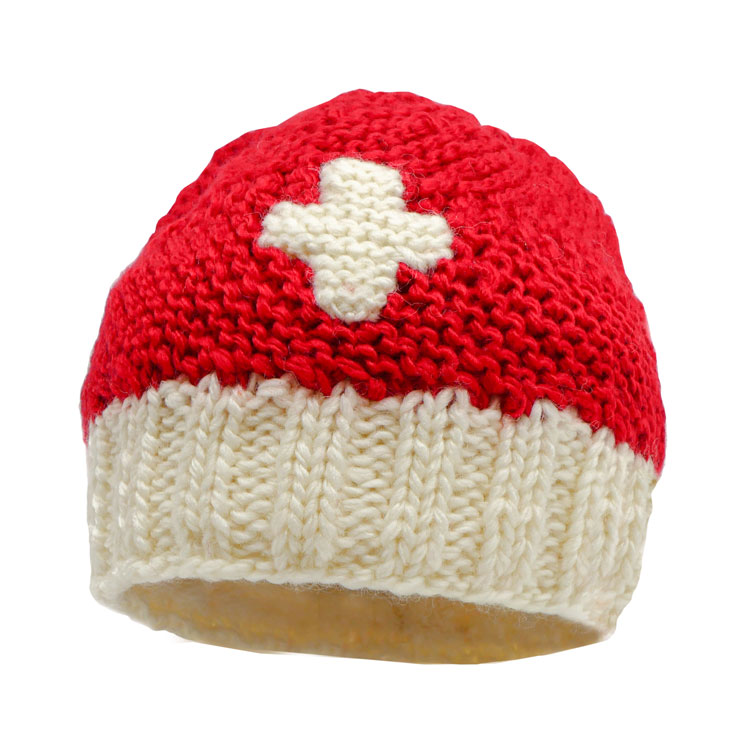 Strickmütze mit CH-Kreuz ohne Bommel