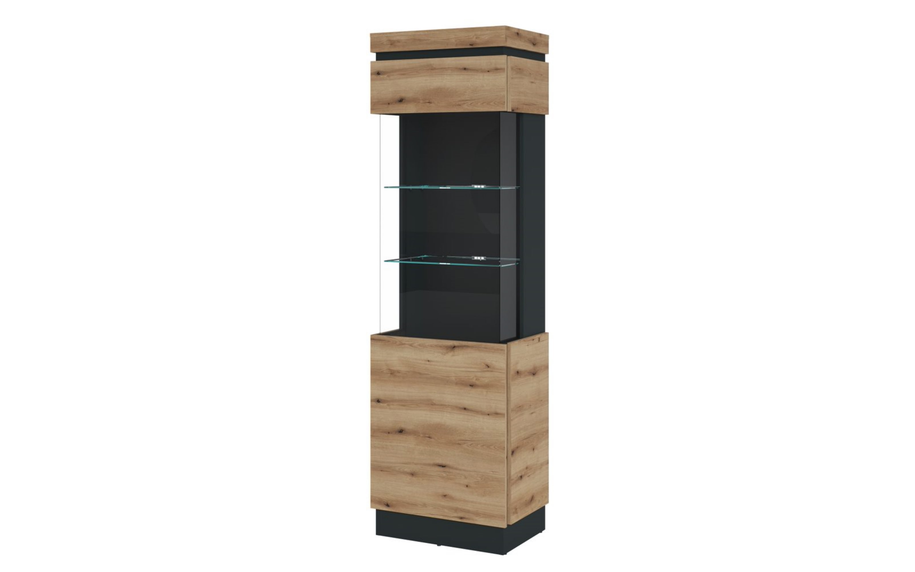 Vitrine Corte, Eiche-Nachbildung/grau, links, inkl. Softclose Funktion