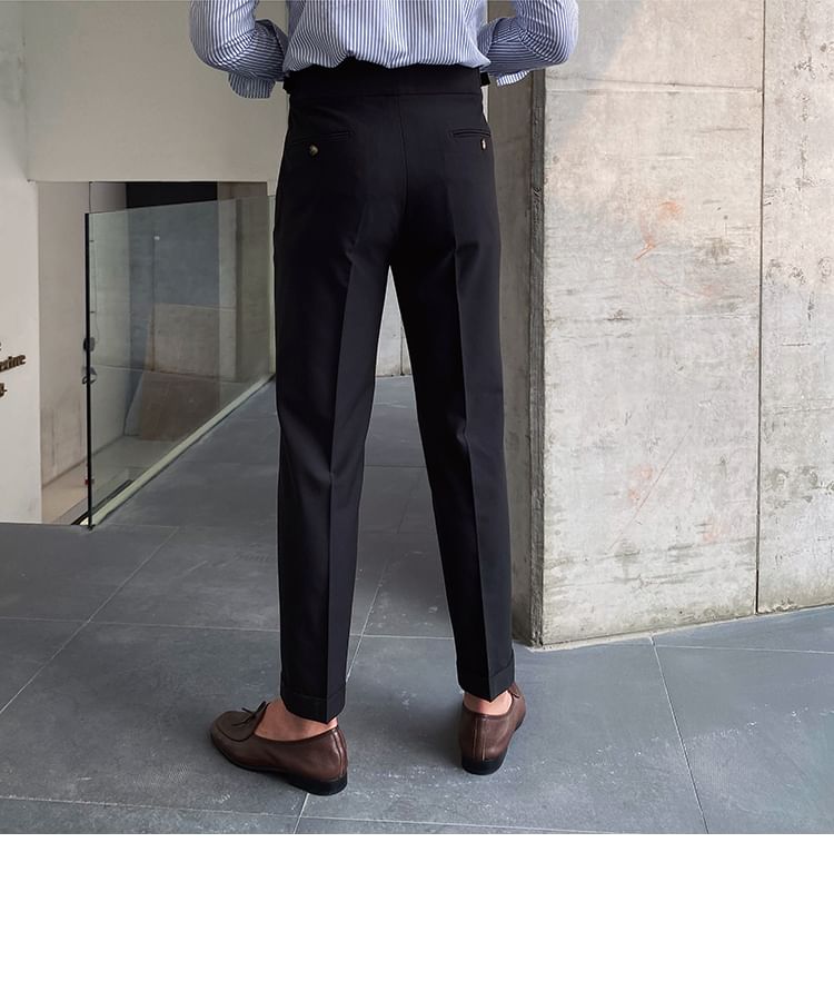 Craltuxe - Hoge taille effen cropped taps toelopende broek