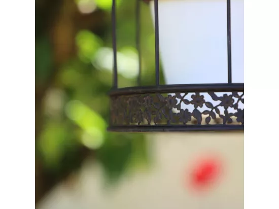 Cage à oiseaux porte plante jardinière extérieure métal marron 18cm