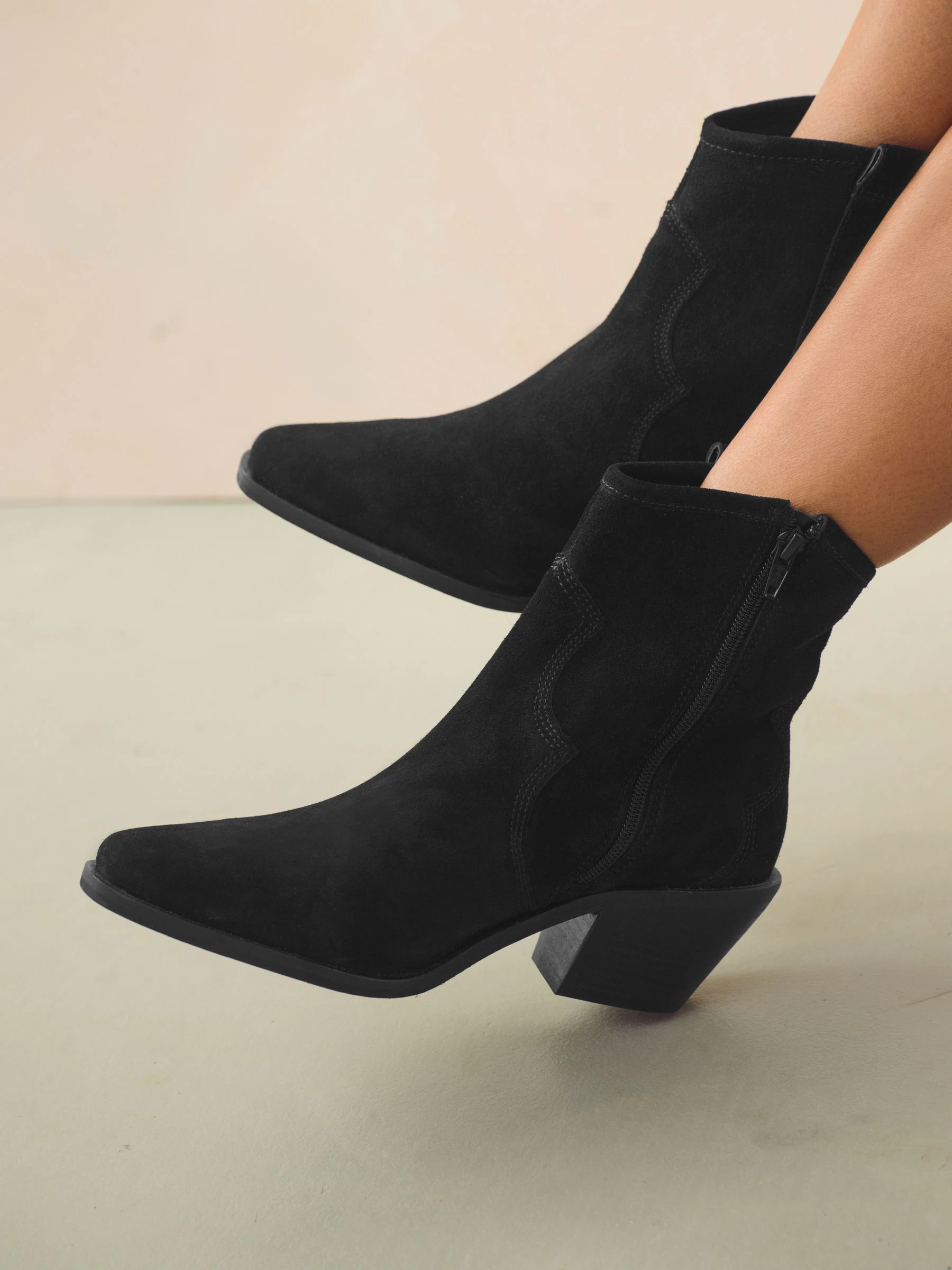 Zwart - Leren cowboy Boots met enkelhoogte