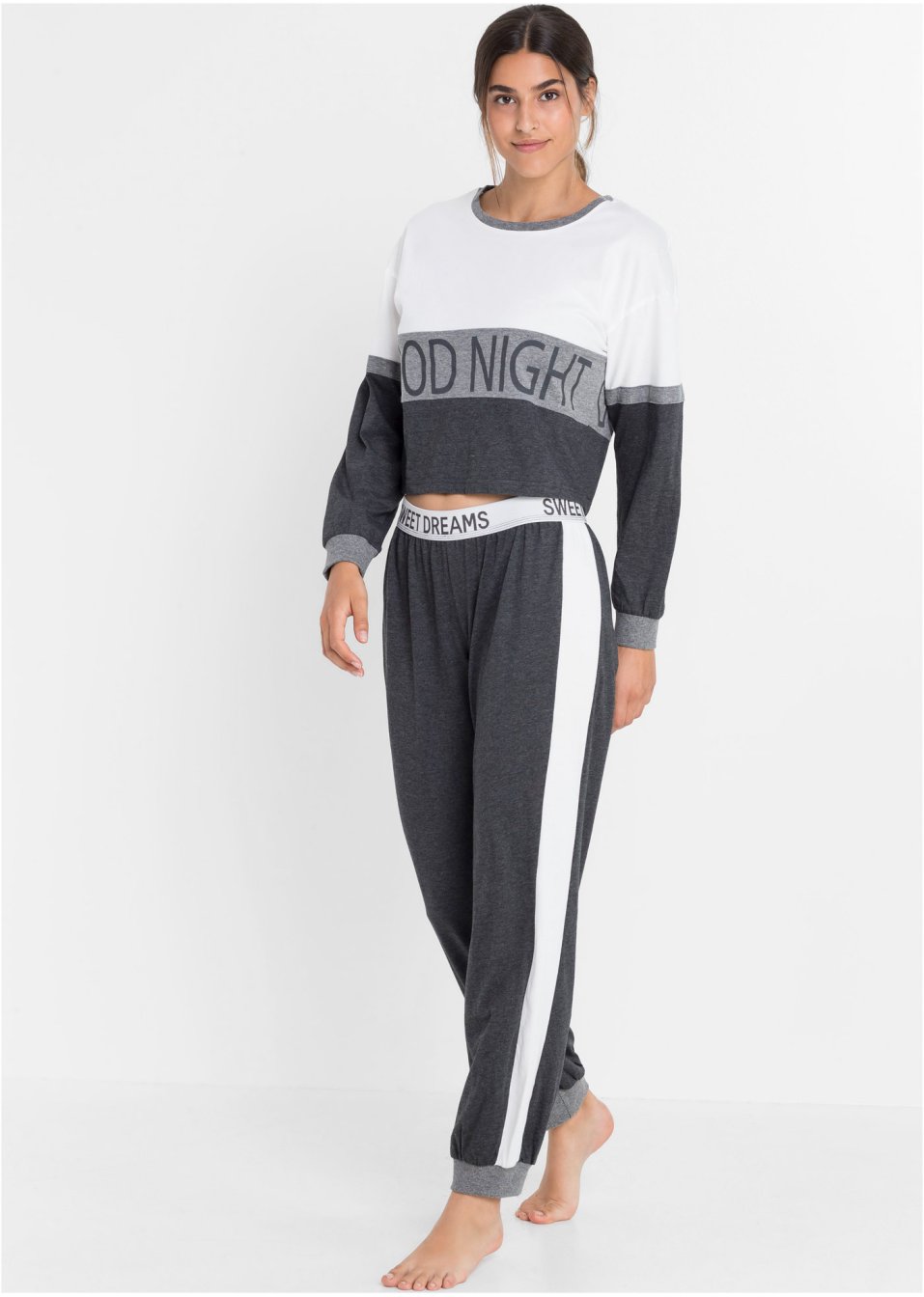 Pyjama avec T-shirt manches longues raccourci