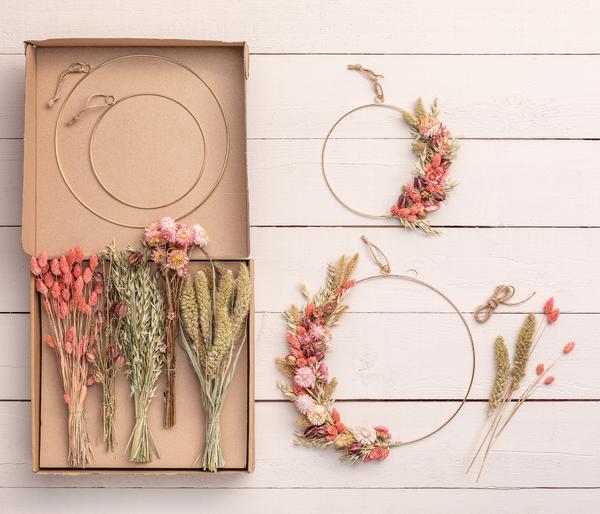 Dehner Trockenblumenkranz DIY-Set Herbstfeuer,