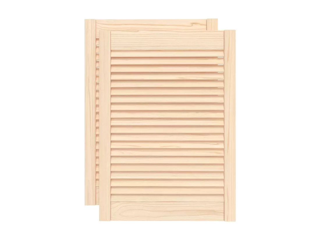 Portes d'armoire à persiennes 2pcs 69x49,4cm bois de pin massif