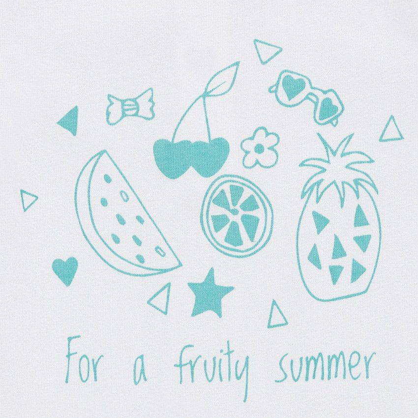 Tee-shirt manches courtes en jersey avec fruits printés - Blanc