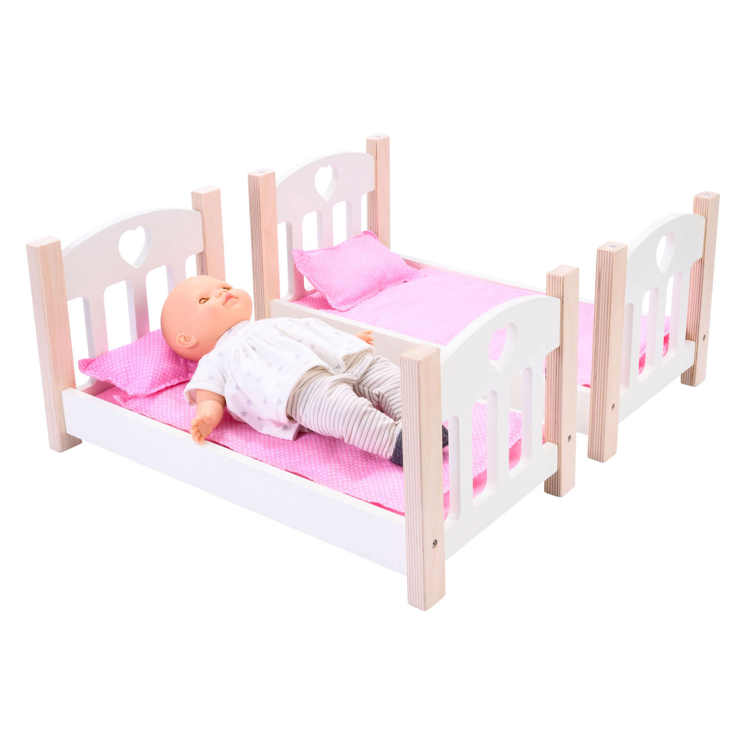 Poppen Stapelbed Roze/Wit