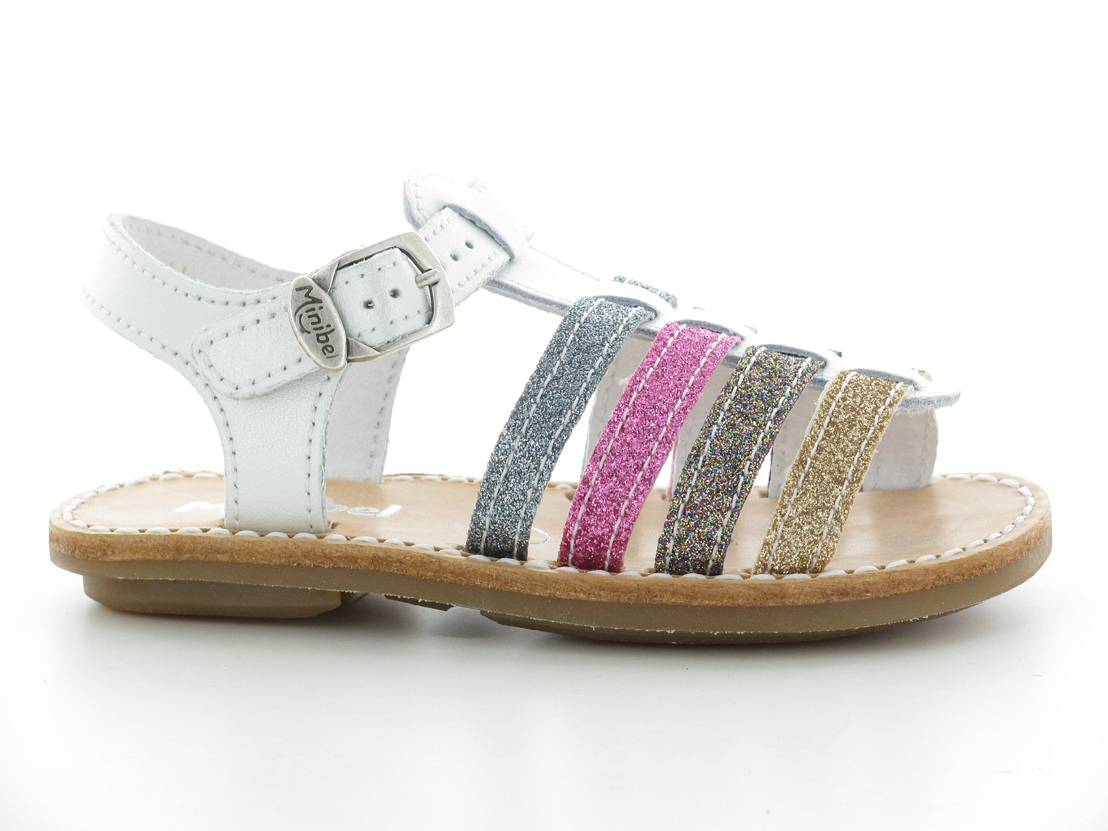 Minibel 4-CHANA Cuir Blanc Violet