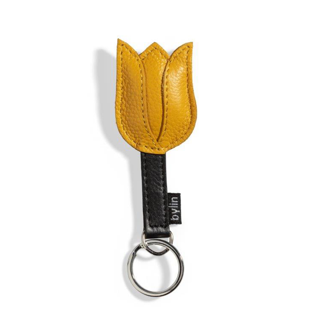 Tulip Keyring Structure Leather Yellow