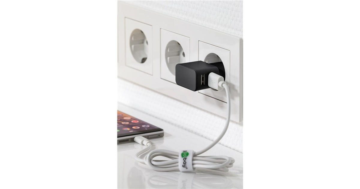 goobayDual Apple Lightning Charger Set (12 W)  (Zwart, 1 meter)