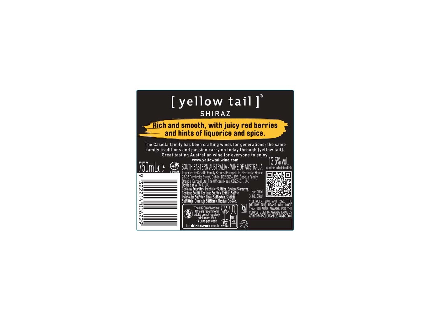VINHO TINTO YELLOW TAIL AUSTRÁLIA 0.75L