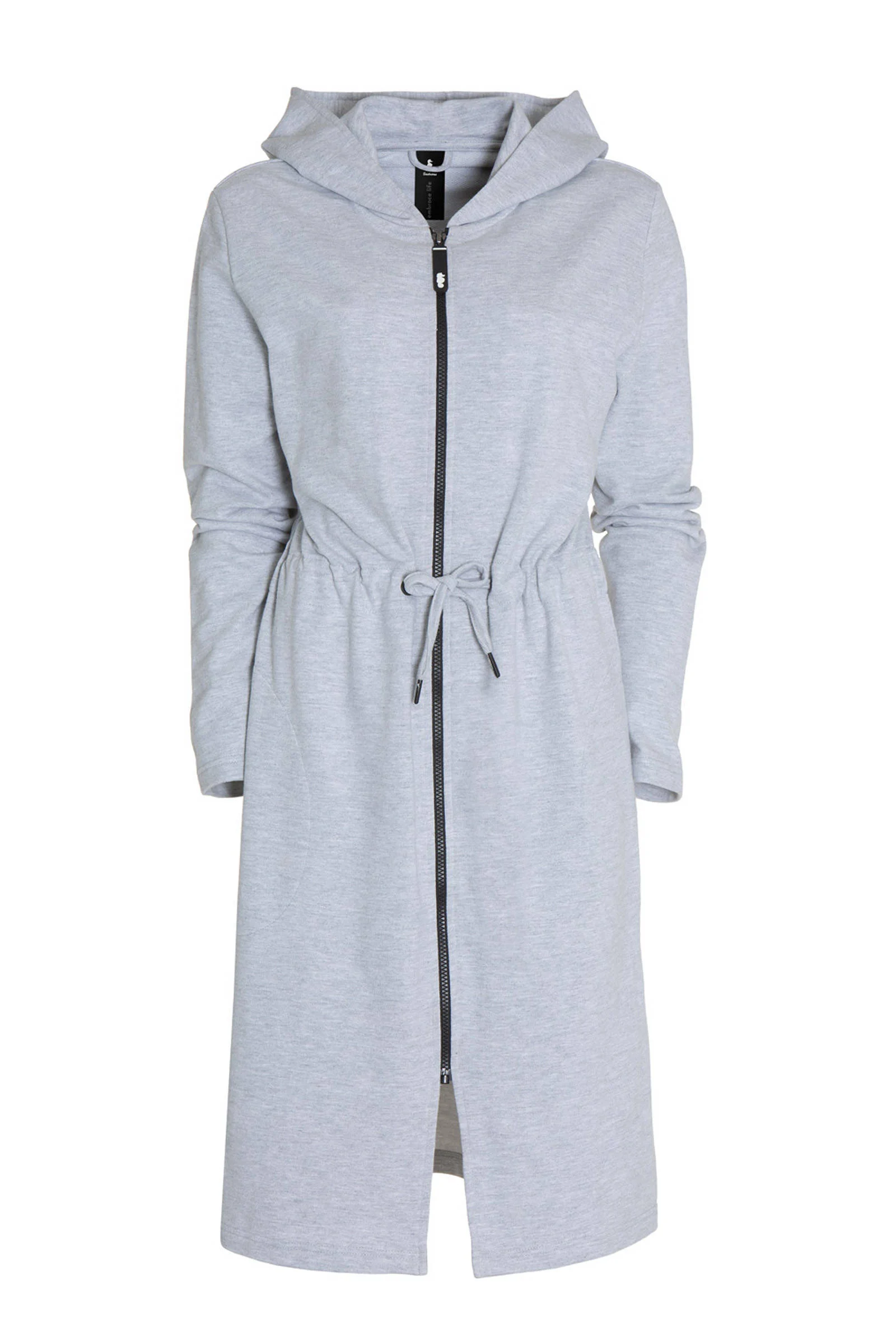 Seahorse jersey lounge badjas met ritssluiting en capuchon lichtgrijs