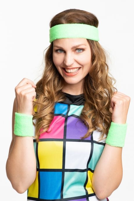 Zweetbandjes Neon Groen 3st