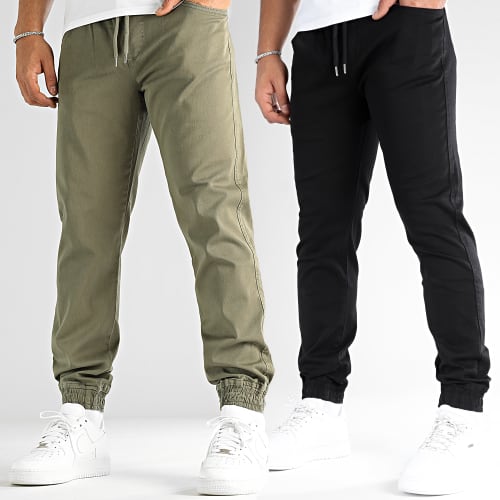 Lot De 2 Jogger Pants Regular Fit 2707 2709 Noir Vert Kaki