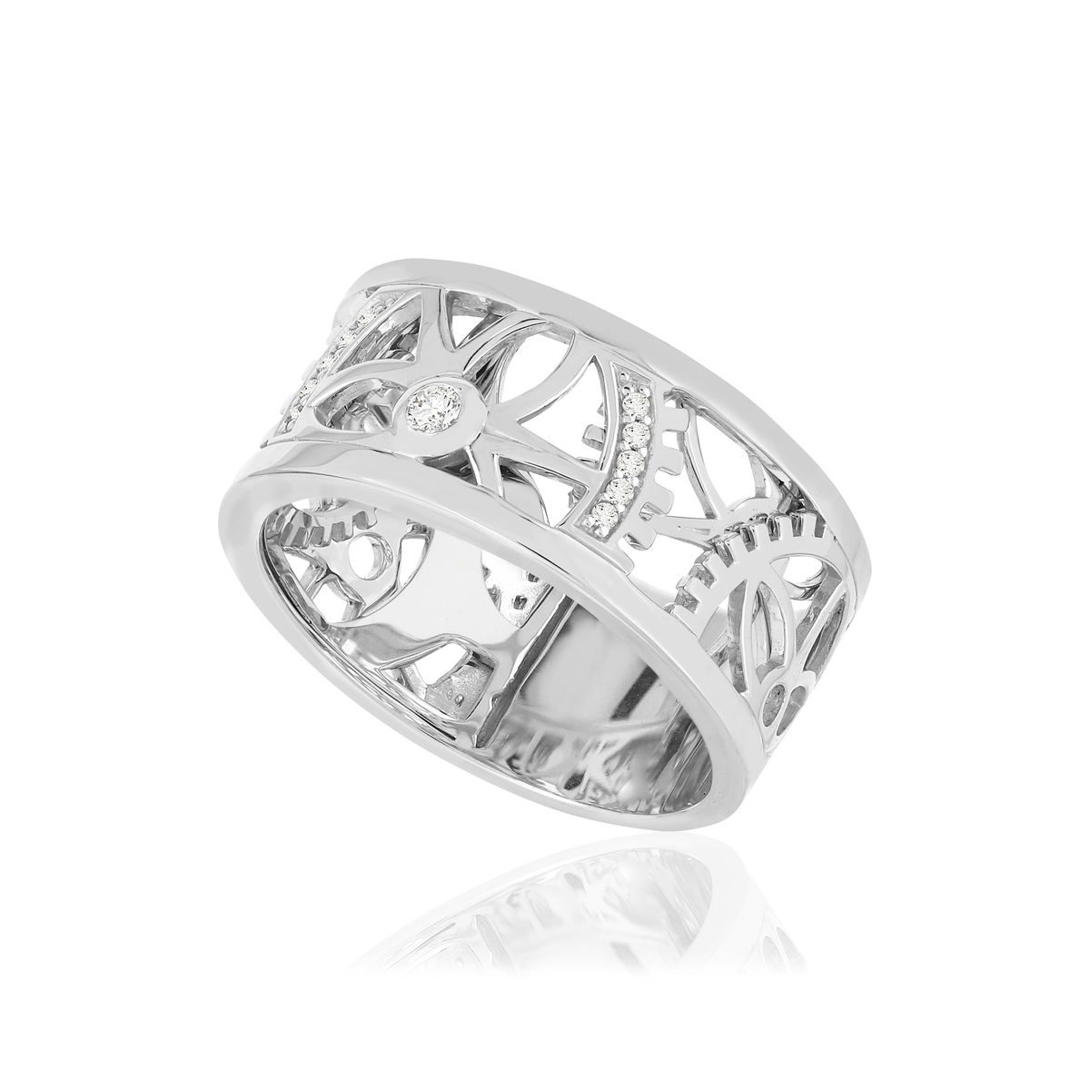 Bague or blanc 750, diamants total 6/100e de carat.