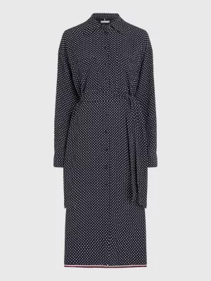 Vestido midi camisa de bolinhas
