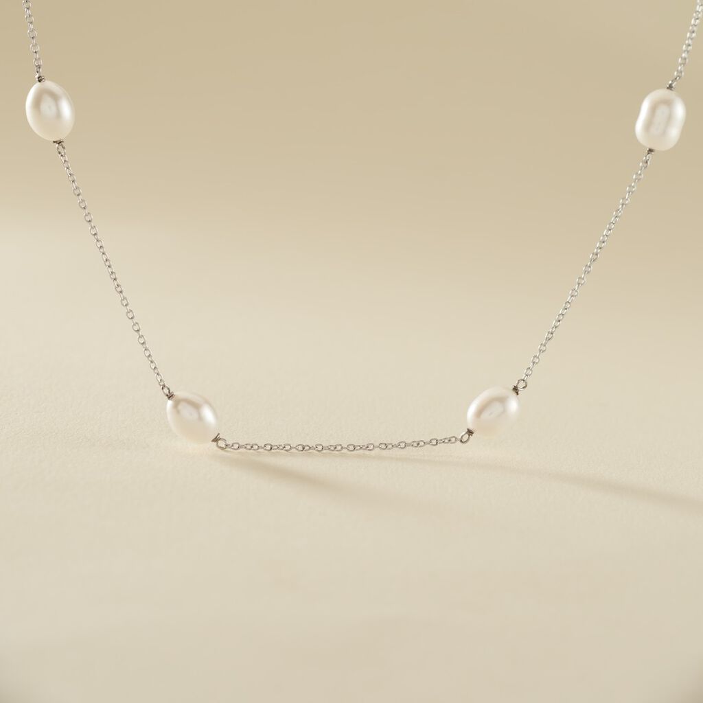 Collier Sautoir Argent Gaspar Perles De Culture 7-8mm 73cm