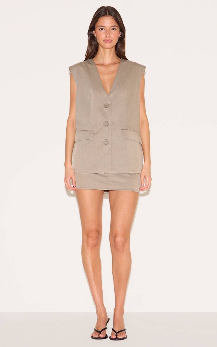 Gris Gilet Ajusté En Tissu Tissé