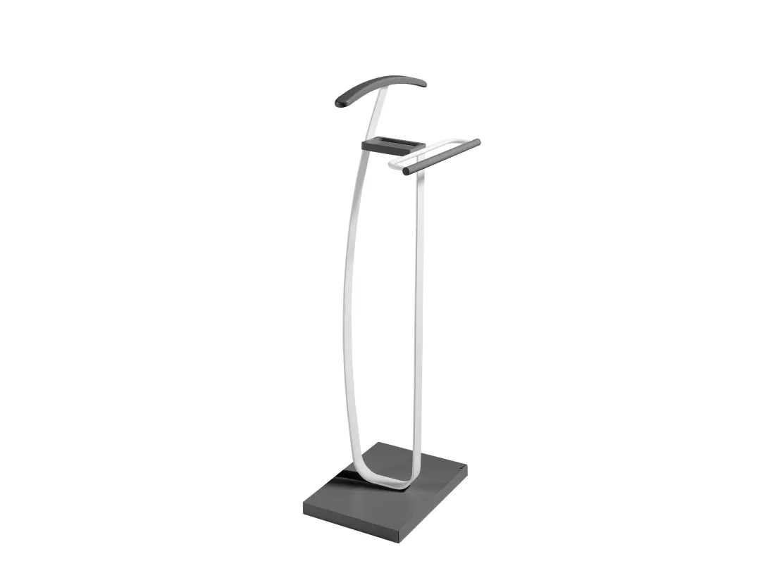 Valet de nuit - H115cm x L48cm x P30cm - hêtre massif gris/blanc - City