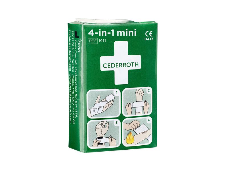 Cederroth Erste Hilfe Blutstiller 4 in 1 Mini Verband, Kompresse und Bandage