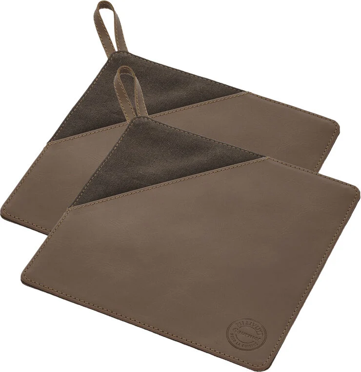 Pillivuyt Grydelap 20,5 x 20,5 cm 2 stk. Brun Kanvas/Læder Brun