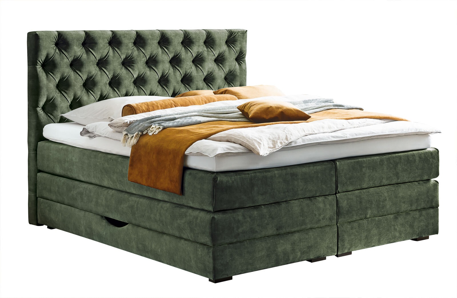 MONDO Boxspringbett BARELL SAMNAUN 180 x 200 cm grün
