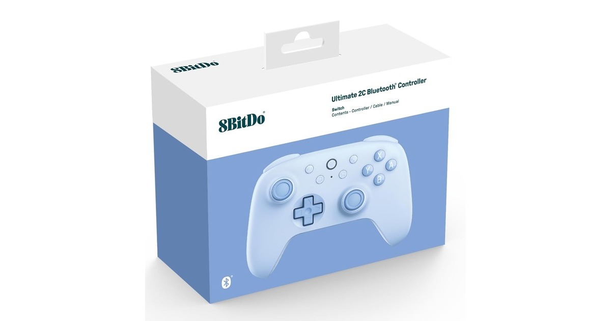8BitDoUltimate 2C Bluetooth Controller  (Lichtblauw, Bluetooth, USB, Pc, Nintendo Switch / Switch 2)