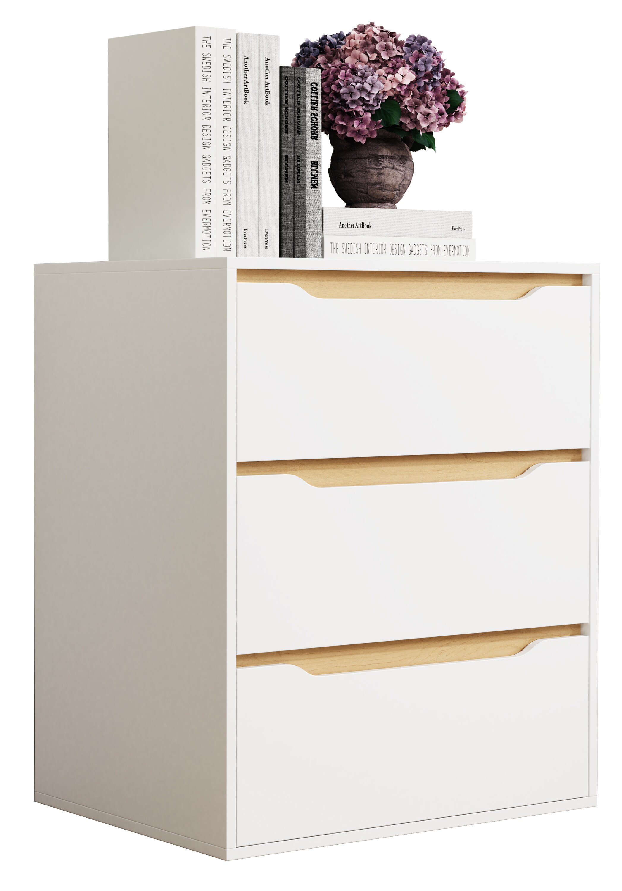 VCM Holz Kommode Sideboard Nachttisch Schrank 3 Schubladen Malira L