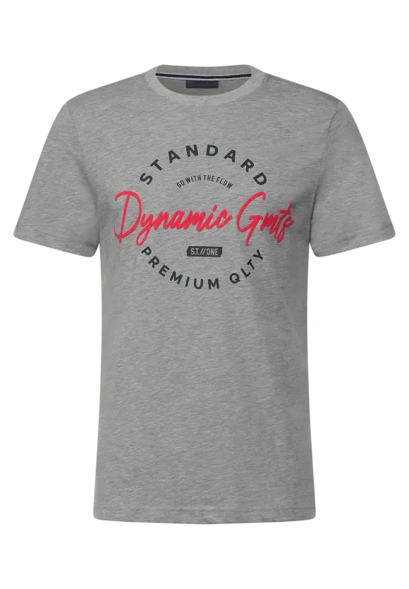 T-Shirt mit Frontprint - silver grey melange